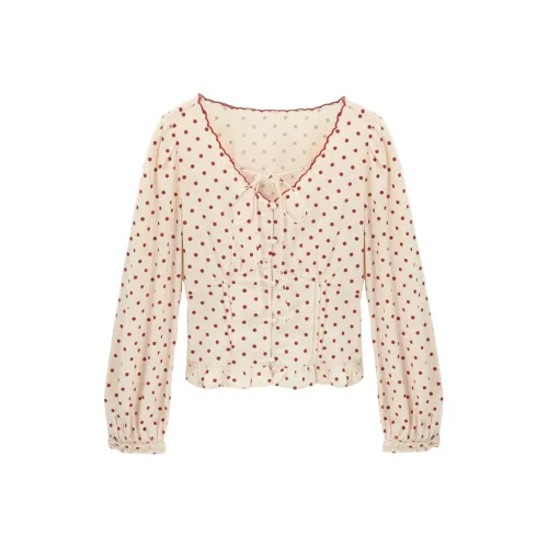 MISHOW Абрикос с Полка Дот Рубашка Женская Рубашка