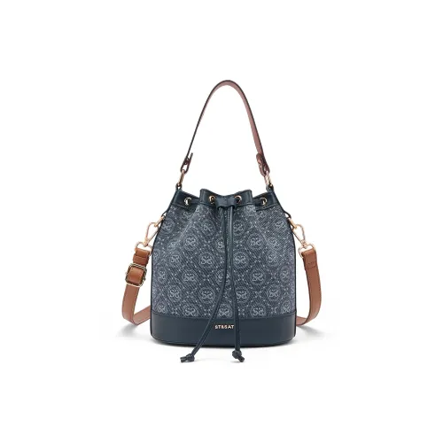 ST SAT Синтетическая кожа Ведрообразная сумка Стандартная Женская Синяя