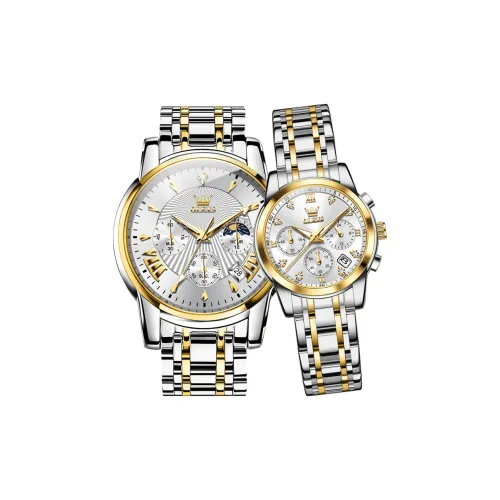 OLEVS Кварцевый механизм стальной ремешок унисекс черный циферблат