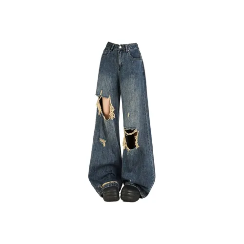 NIUXIAOMO Винтажные синие женские джинсы