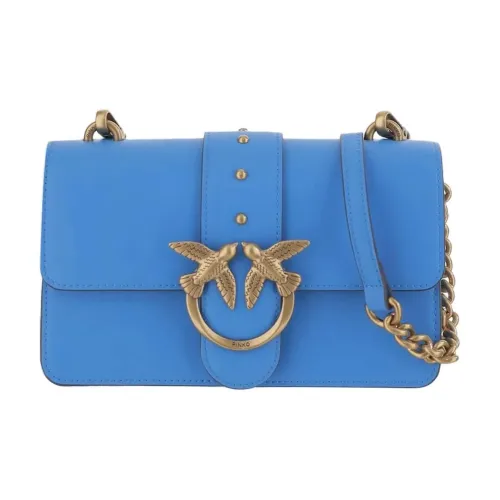 PINKO Love Birds series Телячья кожа Сумка на плечо Женская Синяя