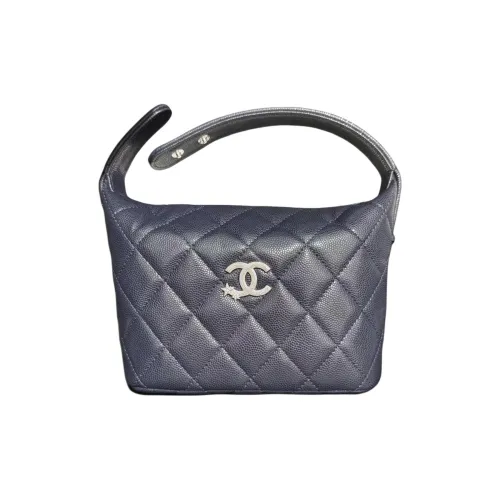 CHANEL Зернистая кожа личи коровья кожа сумка-ланчбокс сумка женские морской синий