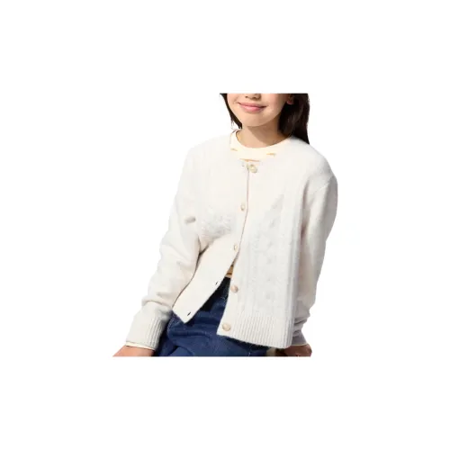 UNIQLO Однотонный Круглый вырез Ткани в рубчик Трикотажная ткань Одинарный вырез Длинный рукав для детей