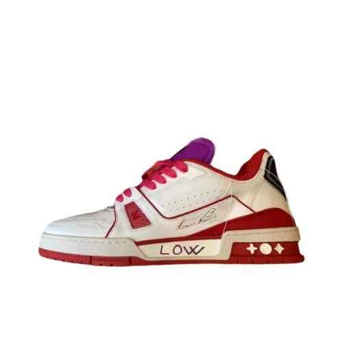 LOUIS VUITTON Тренер Upcycling Коллекция Стильные Скейтбординги Мужской Белый Красный Sydney Ограниченный