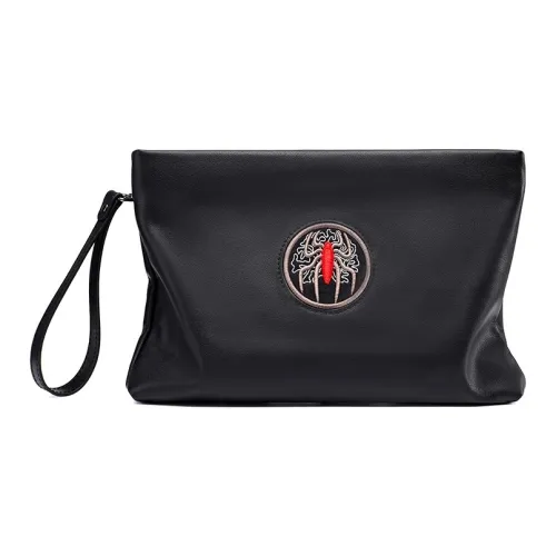 VIHUS Клатч из крупнозернистой текстуры коровьей кожи мужской черный