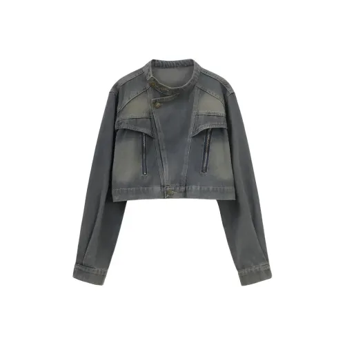 DANCANG Cropped Petite Design Versatile Denim Jacket Top Women's