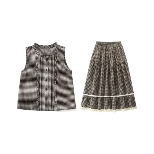 COVER TIME Жёлтый Чёрный Женский Комплект с Юбкой