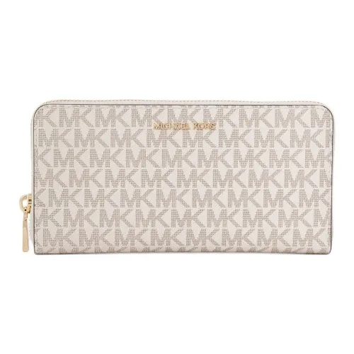 MICHAEL KORS Jet Set Покрытый холст Кошелек Большой Женский Ванильный Светло-розовый