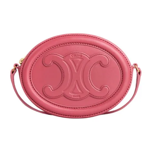 CELINE Cuir Triomphe Smooth Calfskin Crossbody Bag Women's Bright Pink Pink Red