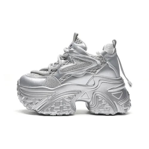 ZHR Толстая подошва Низкий топ Серебряный Женский