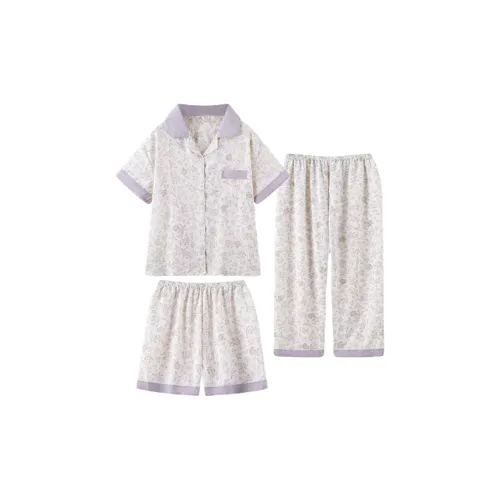 MIMOSA CHUR Цветочный Кролик Фиолетовый Женские Пижамные комплекты