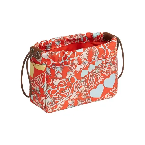 HERMES Fourbi Шелк Клатч Женский Оранжевый Красный Японский Синий Светлый Рыжевато-коричневый