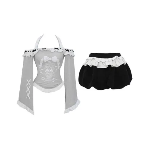 PAZZO Топ + Шорты-юбка "Тыква" Женские Комплекты с юбкой