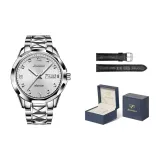 Стальной браслет, натуральный белый [Включает: эксклюзивный подарочный набор + кожаный ремешок]