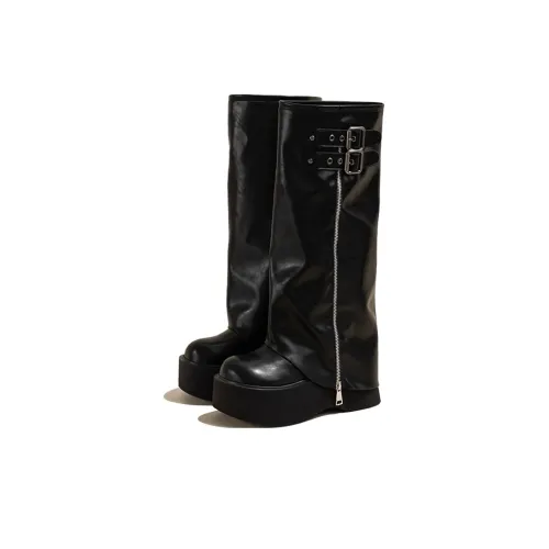 GULIA Женские высокие сапоги на молнии черные