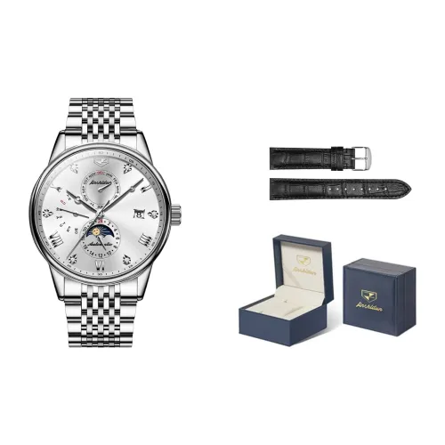 Jin Shi Dun Коробка Механический механизм Нержавеющая сталь Ремешок Часы Мужские Часы Белый циферблат