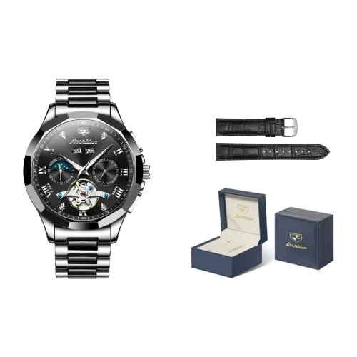 Jin Shi Dun Черный Воин Коробка Механический Механизм Нержавеющая Сталь Ремешок Часы Мужские Часы Черный Циферблат