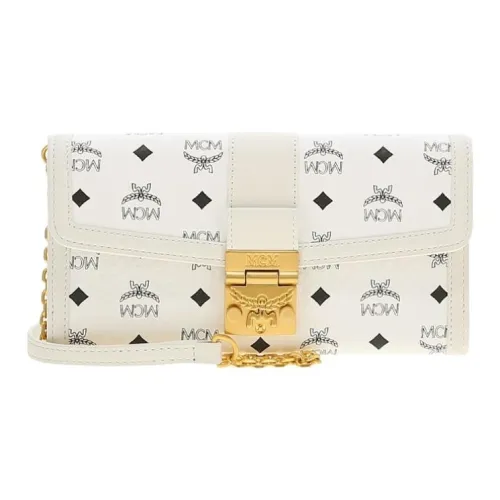 MCM Tracy Холст и Кожа Сумка через плечо Большая Женская Белая