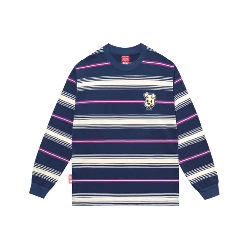 Checkitout Черника Inspector Long Sleeved Синий Белый Розовый Унисекс T-Рубашки