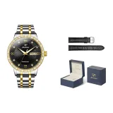 Мужской стальной браслет с черным циферблатом