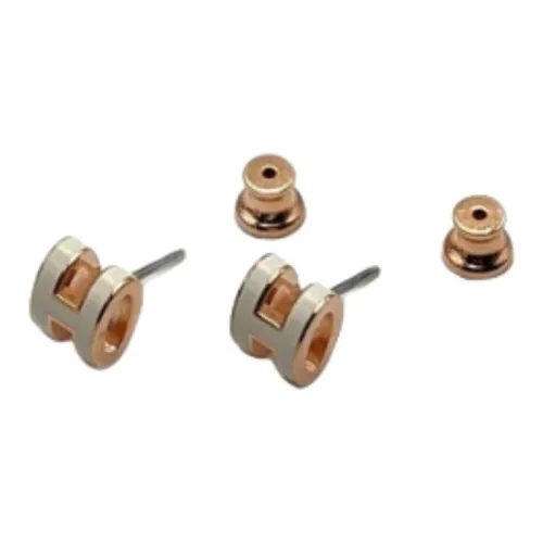 HERMES Сплав Серьги-гвоздики Женские Белые Розовое Золото