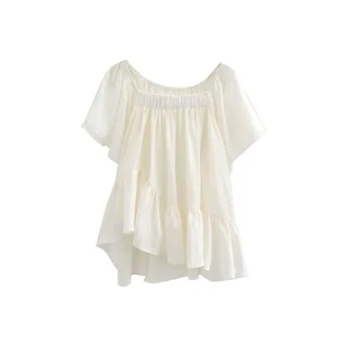 LOWEAR Два WAY Unbalance Frill Blouse Рубашка Женская