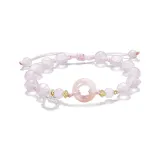 Серебряный браслет с застежкой "Счастливая кошка", розовый, мирный