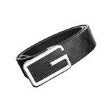 Клетка, серебристый, застежка - черный ремешок