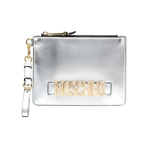 MOSCHINO Телячья кожа Клатч Женское Серебро