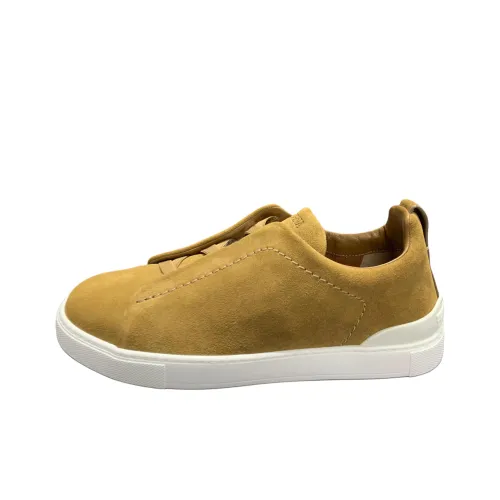 Zegna Triple Stitch Low Топ Скейтборд Кроссовки Мужские Коричневые