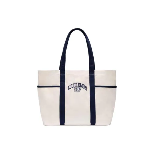 lululemon Хлопок Плечевая сумка Унисекс Айвори Белый Повседневный Синий