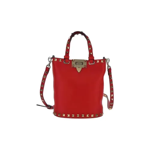 Valentino Rockstud Телячья кожа Ведрообразная сумка Сумка через плечо Сумка мини Женская Красная