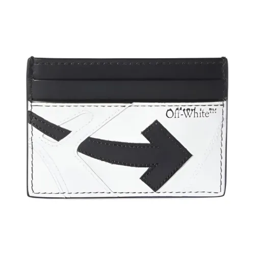 Off Белый Коровья кожа Держатель для карт Мужской Черный