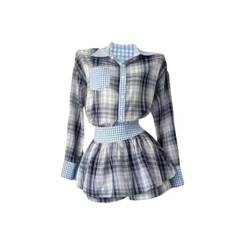 Mu Qingqing Синий Женские Комплекты с Юбкой