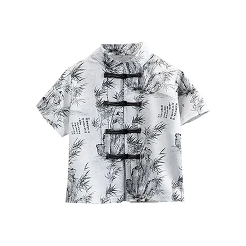 KAERFEITE Новый китайский стиль Картина тушью Kids Повседневный Рубашки