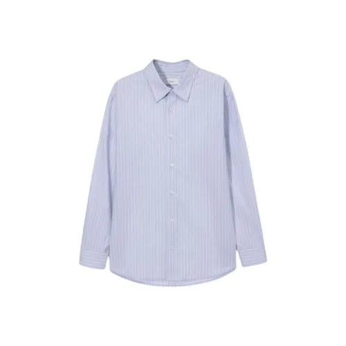 Dunst Унисекс Неформальная рубашка Синий Коричневый Полоска Рубашка Унисекс