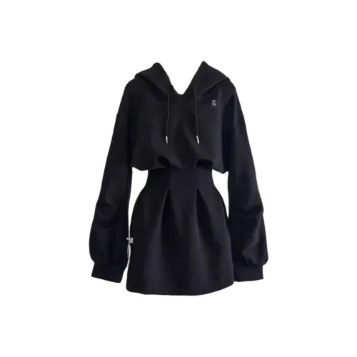 PNVB Черные Женские Длинные Платья с Длинными Рукавами