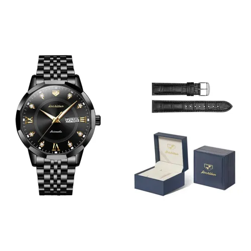 Jin Shi Dun Коробка Механический механизм Нержавеющая сталь Ремешок Часы Мужские Часы Белый циферблат