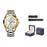 Стальной ремешок с белым циферблатом [Включает: Эксклюзивная коробка + кожаный ремешок]