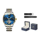 Стальной ремешок, синий циферблат