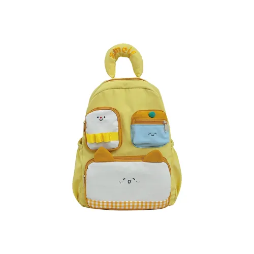 WRELS Nylon Backpack Standard Yellow Khaki Pink