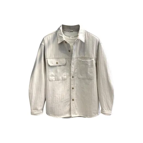 YGQPZHZ Серый Белый Мужские Рубашки