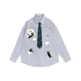 Светло-синий, зеленый, полосы, галстук