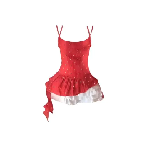 MO VOICE Красный с Белым Женские Комплекты с Юбкой