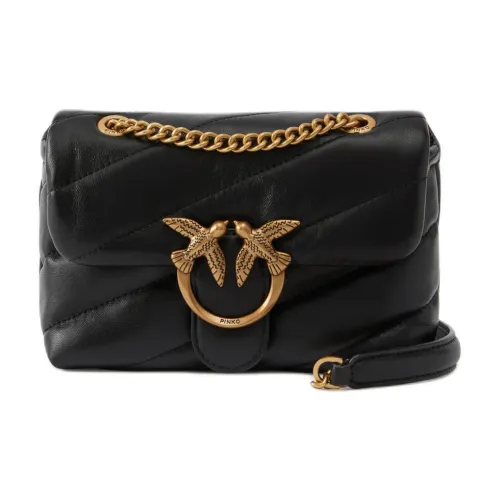 PINKO Puff Овчина Bird Сумка Swallow Сумка Сумки через плечо Сумка на плечо Женская Черная