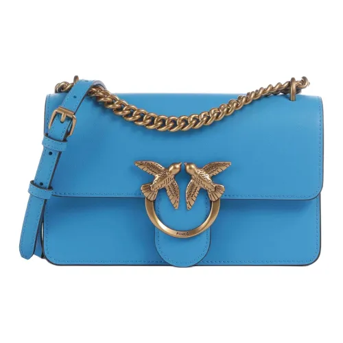 PINKO Love Series Fine Корова Крупнозернистая текстура Сумка через плечо Сумка на плечо Мини Женская Синяя