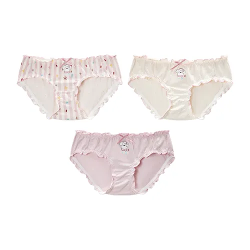 GUKOO Дымчатый Розовый + Экрю + Светло-Розовый Женские Трусики-Бикини