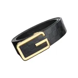 Клетка, золотистый оттенок, застежка - черный ремешок