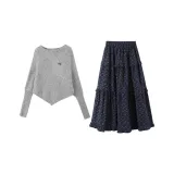 Серый топ + юбка