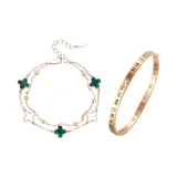 Браслет с четырехлистным клевером, браслет-наполаскин, набор одежды [зеленый]